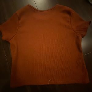 L(14/26) girls orange/red Tee shirt thick-ish very flowing great for spring